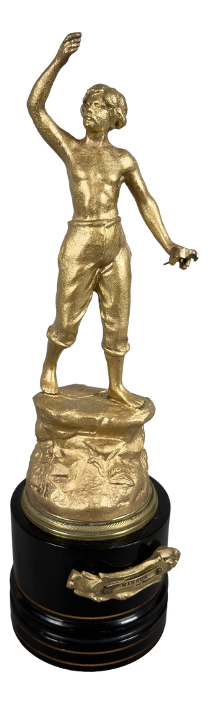 Antique Gilded Antimony Sculpture of a Miner by Ruchet, Early 1900s