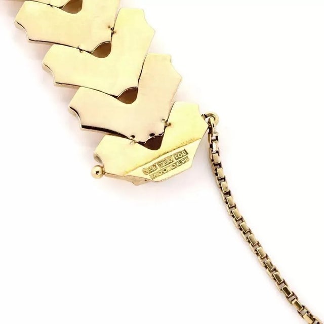 Late 20th Century 23760 - Wide Fancy Flex 18k Rose Gold Link Bracelet Retro For Sale - Image 4 of 4