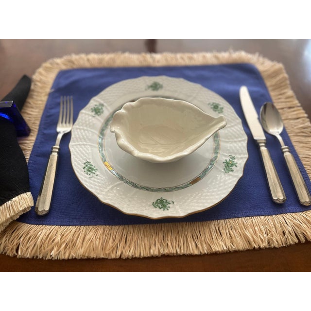 White Vintage Majolica-Style White Cabbage Leaf Dessert Bowls, set of 12 For Sale - Image 8 of 11