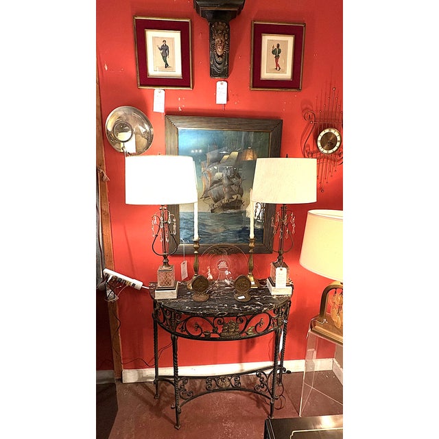 Black Early 20th Century Ship -Themed Renaissance Revival Gold & Black Iron Console For Sale - Image 8 of 8