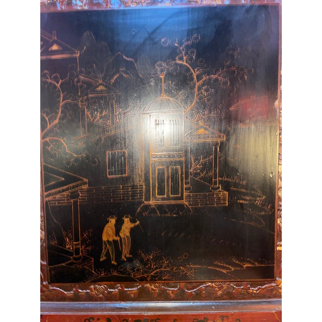 Chinese Antique 19th Century Chinese Wood Black Lacquer 3 Tiered Cabinet For Sale - Image 3 of 12