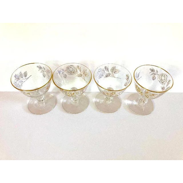 1960's Midcentury Set of four, Rose Bouquet Pattern, Liquor Glasses by Libbey Glass Company. They are in excellent...