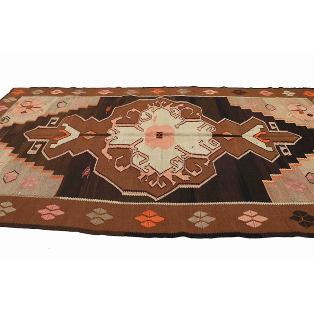 Vintage Turkish Kars Wool Kilim Rug For Sale - Image 4 of 7