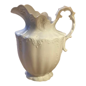 Antique 19th Century Blanc De Chine Cp Marquette Co Delicate Embossed Pattern Large Pitcher