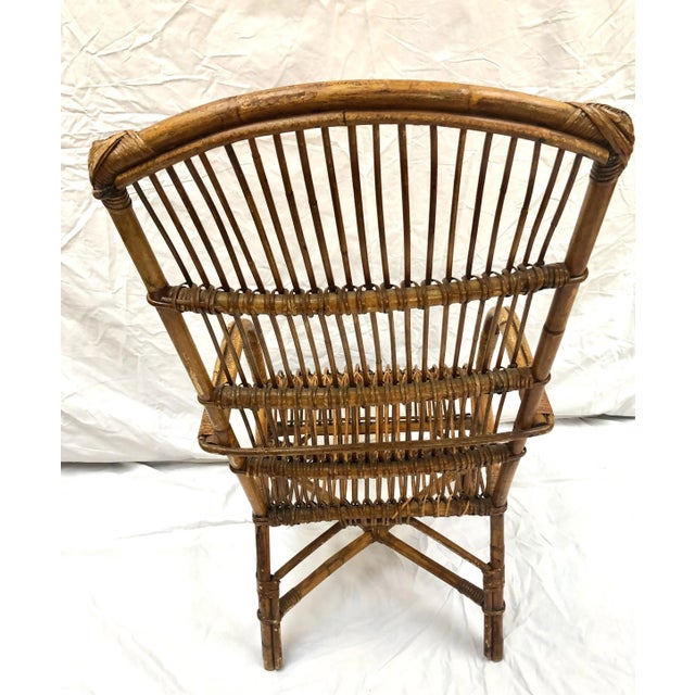 Wood Mid-Century French Rattan Arm Chairs - a Pair For Sale - Image 7 of 12
