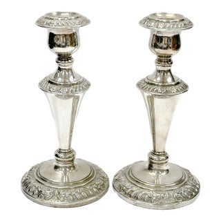 English Silverplate Candlesticks, a Pair For Sale