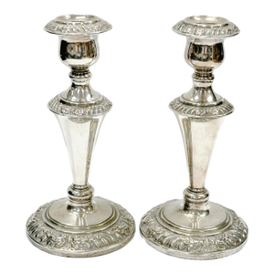 English Silverplate Candlesticks, a Pair