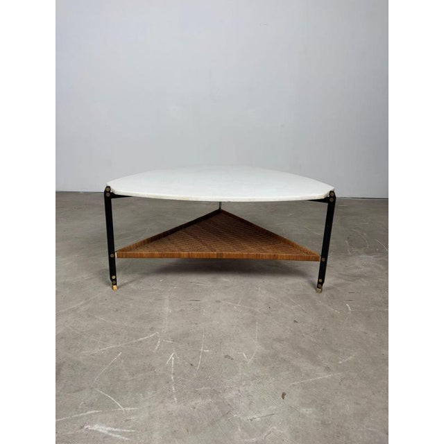 Vintage Italian Coffee Table in Granite and Rattan, 1960s For Sale - Image 13 of 14