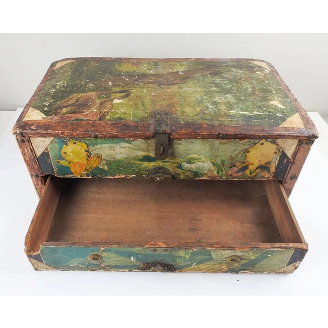 Shabby Chic Antique Distressed Folk Art Box For Sale - Image 3 of 13