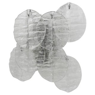 Blatt Ice Glass Disc Sconce by J. T. Kalmar for Kalmar, Austria, 1960s For Sale