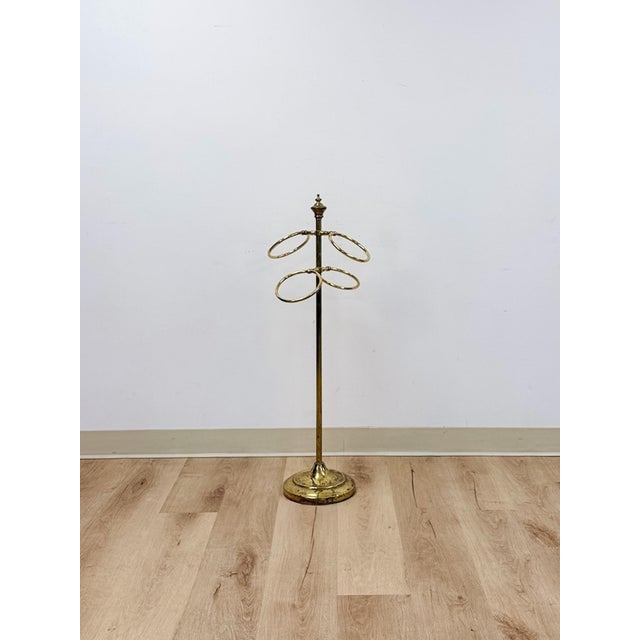 Mid 20th Century Vintage Towel Rack Brass Regency Freestanding Scarf Rack Hollywood Regency MCM For Sale - Image 5 of 7
