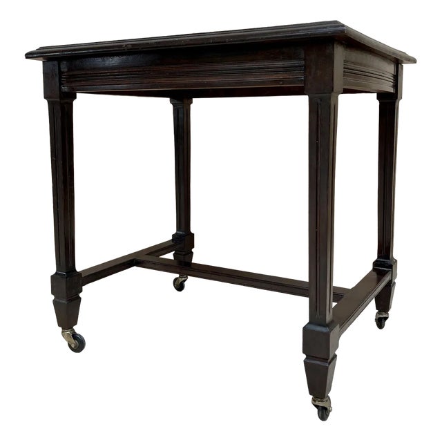 Mid-Century Modern French Wooden Table with Wheels, 1960s For Sale