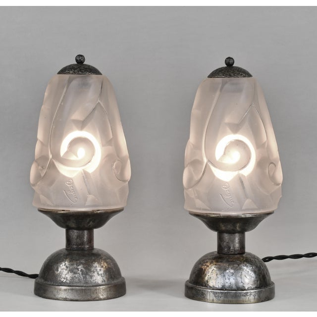 David Gueron Degue French Art Deco Table Lamp by Degue 1930 France - A Pair For Sale - Image 4 of 10