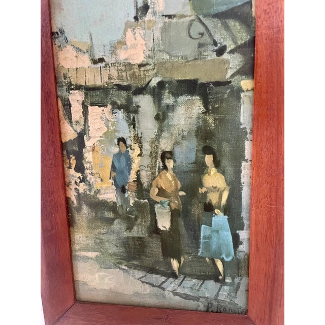 Wood Mid 20th Century Pair of Abstract Paul Romier Paris Scene Prints in Wood Frames For Sale - Image 7 of 8