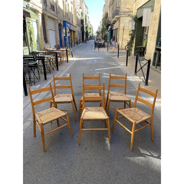 Vintage Turned Wood Chairs with Straw Seats by Yngve Ekström, 1950s, Set of 6 For Sale - Image 13 of 15