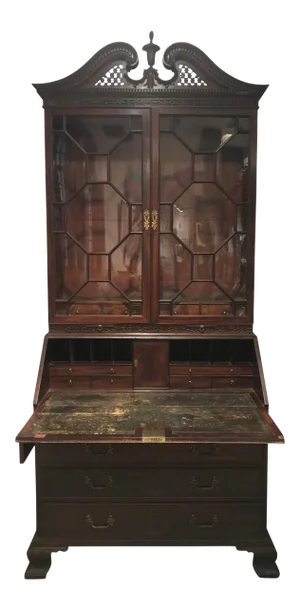 Chippendale Mahogany Display Secretary Desk