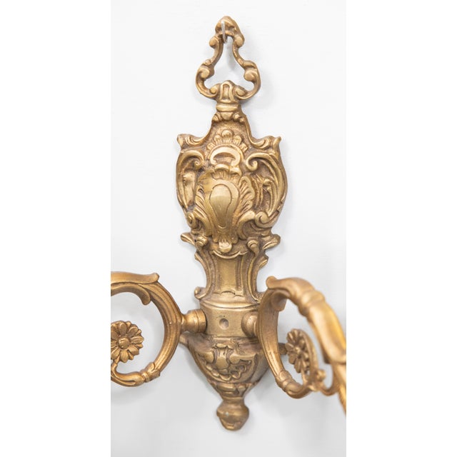 19th Century French Gilt Bronze Wired Wall Sconces - a Pair For Sale - Image 4 of 9