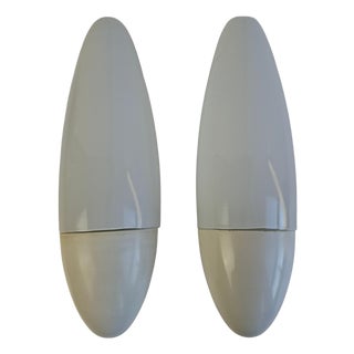 Czechoslovak Space Age Milk Glass and Bakelite Wall Sconces, 1960s, Set of 2 For Sale