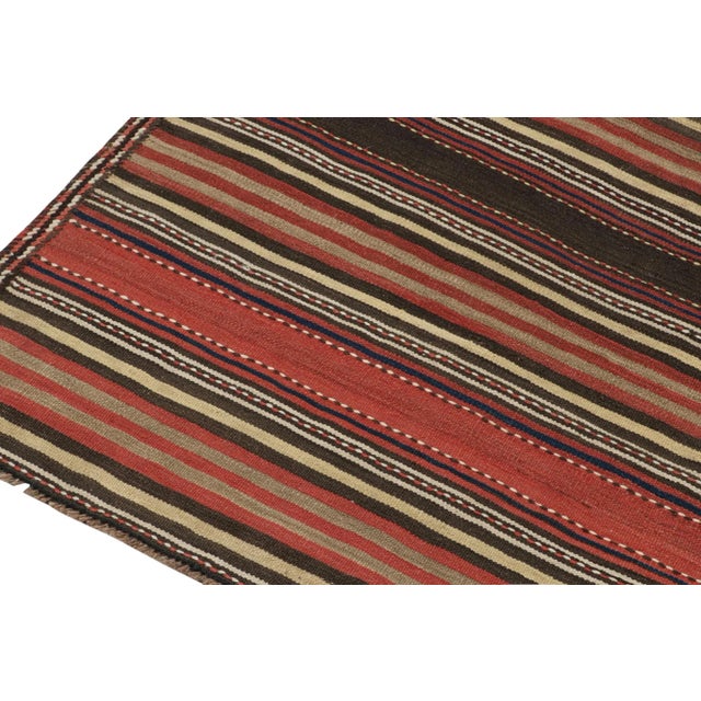 1950s Vintage Quchan Persian Kilim in Polychromatic Stripes by Rug & Kilim For Sale In New York - Image 6 of 8