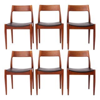 Vintage Danish Teak Dining Chairs by Arne Hovmand-Olsen for Mogens Kold, 1960s, Set of 6 For Sale