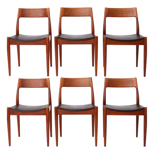 Vintage Danish Teak Dining Chairs by Arne Hovmand-Olsen for Mogens Kold, 1960s, Set of 6 For Sale