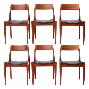 Vintage Danish Teak Dining Chairs by Arne Hovmand-Olsen for Mogens Kold, 1960s, Set of 6