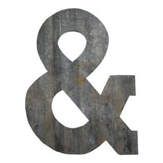 Antique Large 2' High Galvanized Metal Ampersand Sign - a Humorous Curiosity For Sale