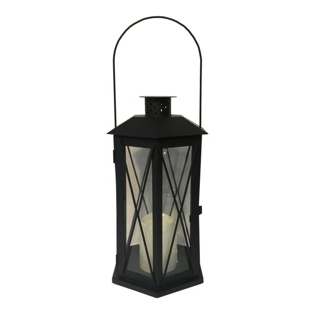 Black Metal Electric Candle Lantern Chairish