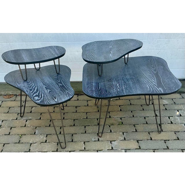 Wood Pair of Vintage Cerused Oak Two-Tear Side Tables For Sale - Image 7 of 12