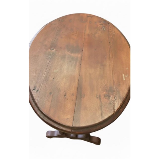 Brown Antique Oval Wood Side Table With Barley Twist Legs & Single Drawer For Sale - Image 8 of 9