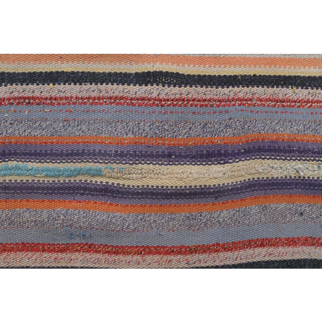Vintage Turkish Hand-Knotted Wool Cotton Purple Kilim Area Rug For Sale - Image 9 of 11