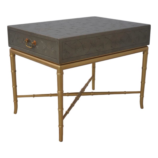 Kittinger Mid-Century Modern Faux Bamboo Side Table For Sale