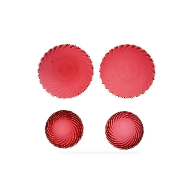 Vintage Ruby Red Crystal Glass Bowls and Plates - 4 Pieces For Sale In New York - Image 6 of 7