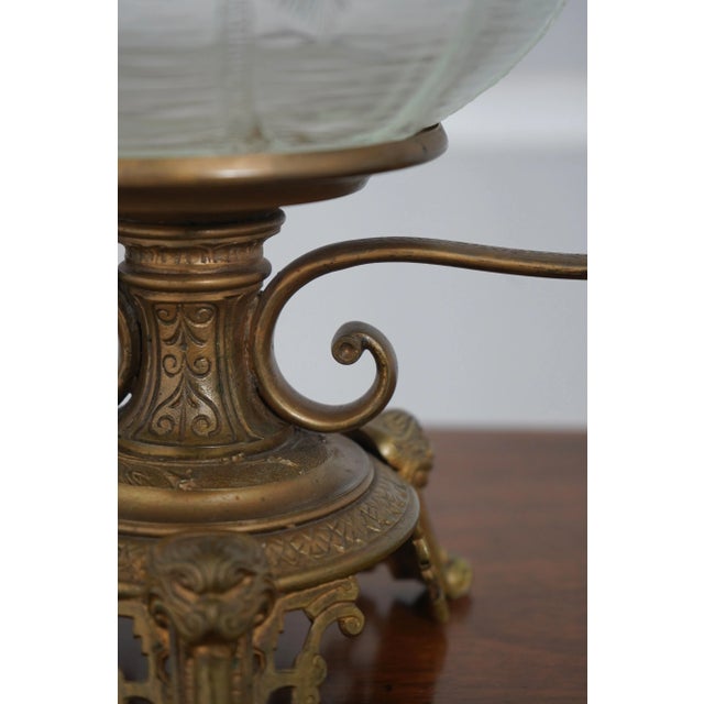 Victorian Era Bronze Winged Dragon Centerpiece W. Glass Bowl For Sale - Image 10 of 12