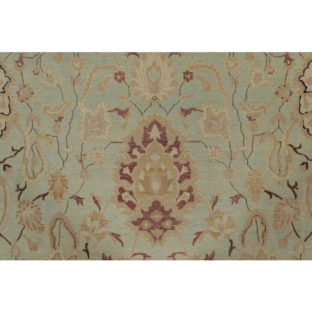 Traditional Vintage Indian Agra Rug, Mint-Green Field With Floral Border - Rug & Kilim For Sale - Image 3 of 7