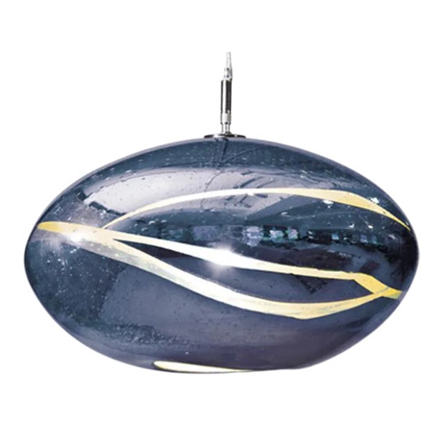 Orbit Pendant Light from the Vista Swirl Collection in Steel Blue For Sale