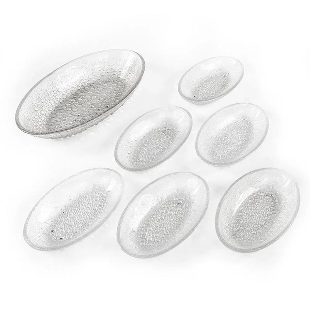 Raindrops Dessert Set by J. Drost, Ząbkowice Gospodarcza Huta, Poland, 1974, Set of 7 For Sale - Image 6 of 7