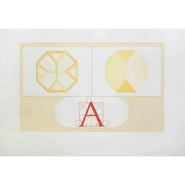 Lucio Del Pezzo, Composition, Lithograph, 1970s For Sale