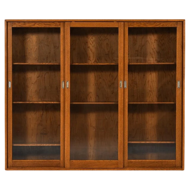 Large Display Cabinet in Pine and Metal, 1940s For Sale