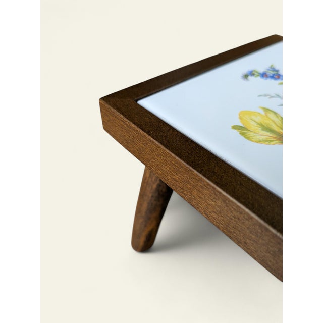 Mid-Century Modern Vintage Mini Flower Table with Tile Motif, 1960s For Sale - Image 3 of 6