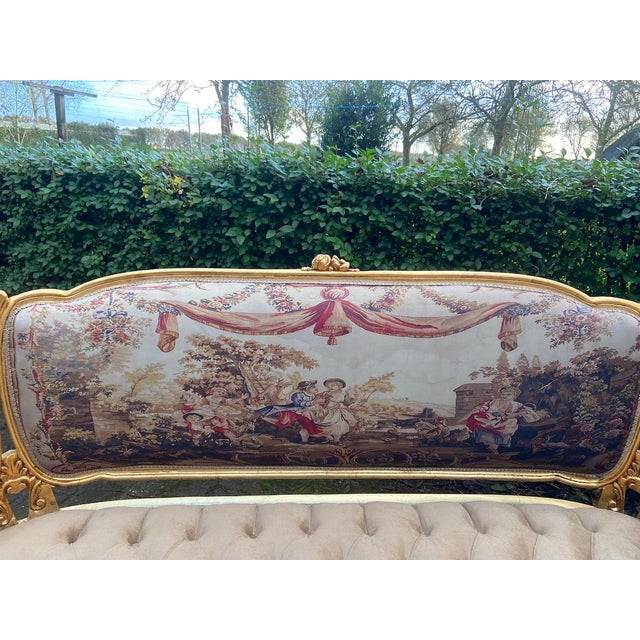 1940s French Louis XVI Gold Beige Sofa Set - 5 Pc For Sale - Image 16 of 18