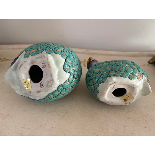 Vintage Hand Painted Chinese Quail Statues - A Pair For Sale In New York - Image 6 of 8