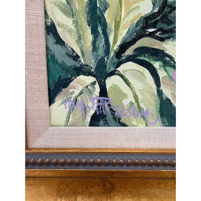 Blue "Patio Scene" Oil Painting by Lloyd Van Pitterson For Sale - Image 8 of 13