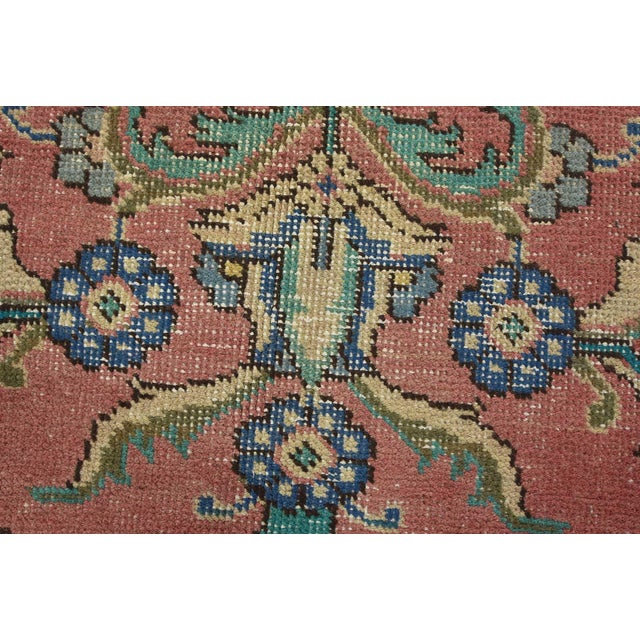 1980s Tabriz Rug 9’8” X 12’6” Pink Wool Vintage Distressed Hand-Knotted Carpet For Sale - Image 5 of 15