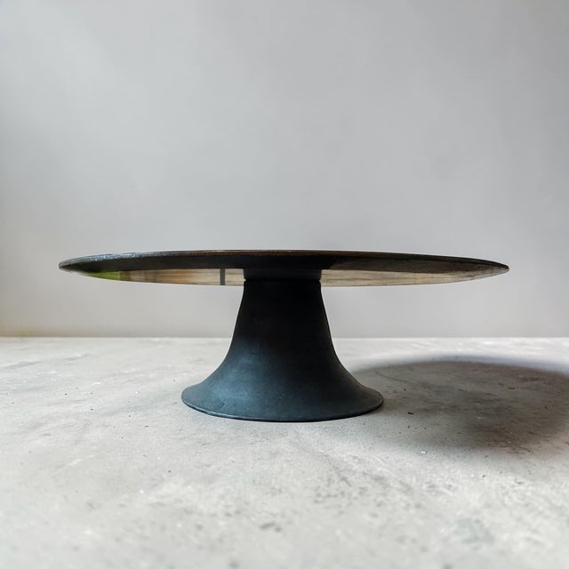 Aluminum, copper, and wood coffee table, italy, 1973 italian coffee table from 1973 with a strong sculptural character. A...