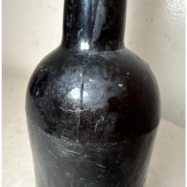 Rare Antique 18th Century Handmade 4 Part Mold Blown Green Whiskey Glass Bottle For Sale In New York - Image 6 of 11