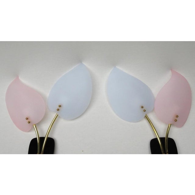 Floral Wall Lights in Acrylic Glass & Brass from Geru Lights, 1950s, Set of 2 For Sale - Image 12 of 18