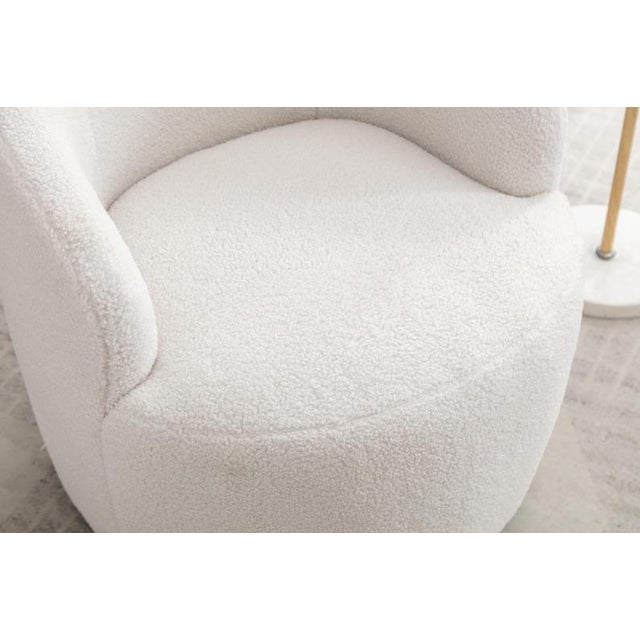 Cozy Swivel Barrel Chair, Modern Boucle Lounge Seating, Compact Accent Furniture For Sale - Image 12 of 17