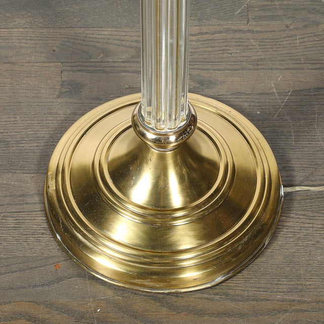 Art Deco Fluted Glass & Brass Floor Lamp For Sale - Image 12 of 14