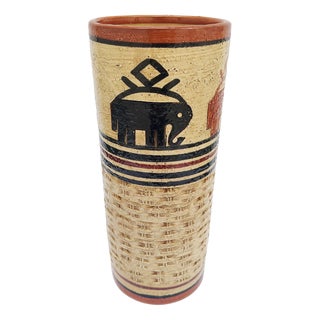 Vintage Ceramic Vase with Elephants by Aldo Londi for Bitossi, 1970s For Sale